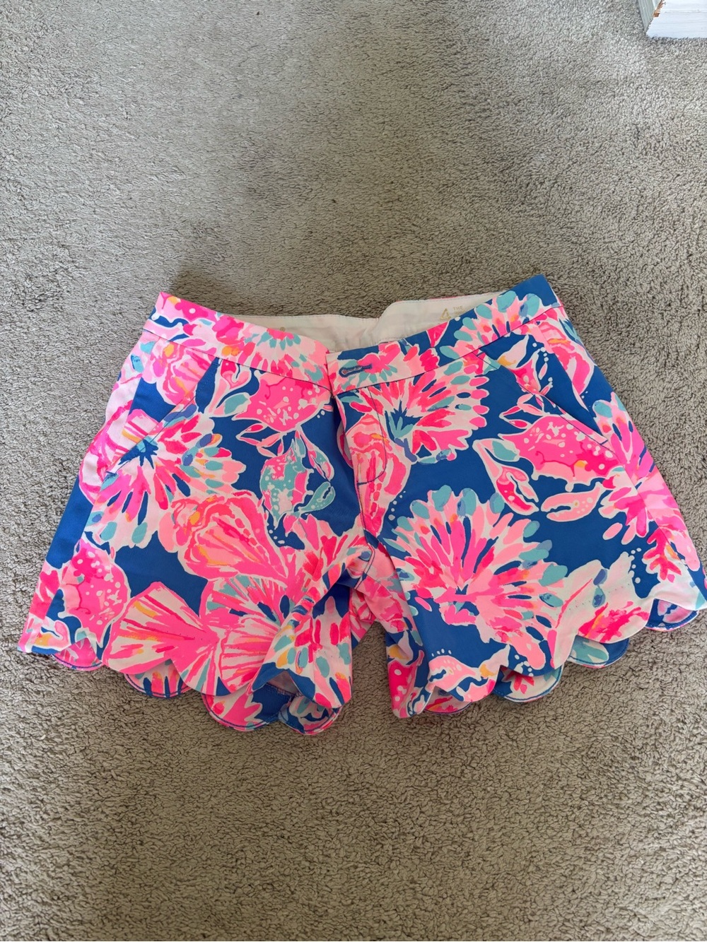 Lilly Pulitzer Navy Blue Pink Floral Scallop Hem Skort